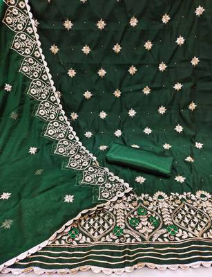 Dark-Green Embroidered Chanderi Salwar 3