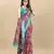 Linen flower Printed cotton with zari patta saree with Blouse
