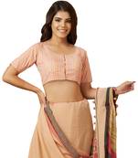 Salwar Studio Women's Pink Cotton Readymade Saree Blouse