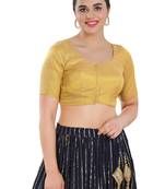 Salwar Studio Women's Gold Polyester Readymade Saree Blouse