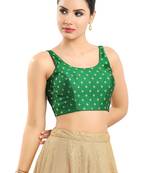Salwar Studio Women's Green Art Silk Readymade Saree Blouse