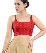 Salwar Studio Women's Red Art Silk Readymade Saree Blouse