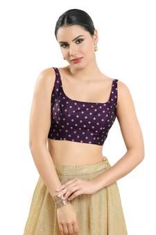 Salwar Studio Women's Wine Art Silk Readymade Saree Blouse