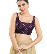 Salwar Studio Women's Wine Art Silk Readymade Saree Blouse