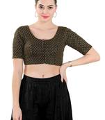 Salwar Studio Women's Black Art Silk Readymade Saree Blouse