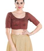 Salwar Studio Women's Maroon Art Silk Readymade Saree Blouse