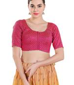 Salwar Studio Women's Pink Art Silk Readymade Saree Blouse