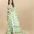 Korams Design Light Lime Linen flower Printed cotton with zari patta saree & Blouse for women