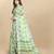 Korams Design Light Lime Linen flower Printed cotton with zari patta saree & Blouse for women