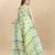 Korams Design Light Lime Linen flower Printed cotton with zari patta saree & Blouse for women