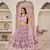 Lavender embroidered net semi stitched lehenga
