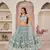 Light-blue embroidered net semi stitched lehenga