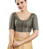 Salwar Studio Women's Grey Jacquard Readymade Saree Blouse