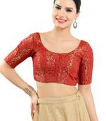 Salwar Studio Women's Red Jacquard Readymade Saree Blouse