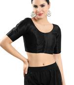 Salwar Studio Women's Black Art Silk Readymade Saree Blouse