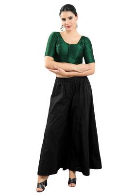 Salwar Studio Women's Bottle Green Art Silk Readymade Saree Blouse 4