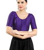 Salwar Studio Women's Brinjal Art Silk Readymade Saree Blouse