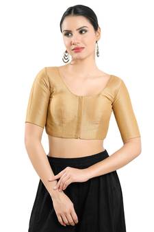 Salwar Studio Women's Gold Art Silk Readymade Saree Blouse