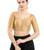 Salwar Studio Women's Gold Art Silk Readymade Saree Blouse