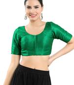 Salwar Studio Women's Green Art Silk Readymade Saree Blouse