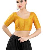 Salwar Studio Women's Mustard Art Silk Readymade Saree Blouse