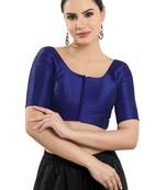 Salwar Studio Women's Navy Blue Art Silk Readymade Saree Blouse