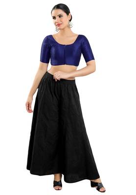 Salwar Studio Women's Navy Blue Art Silk Readymade Saree Blouse 5