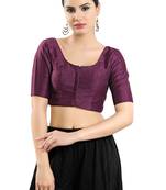 Salwar Studio Women's Wine Art Silk Readymade Saree Blouse