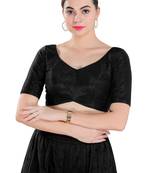 Salwar Studio Women's Black Polyester Readymade Saree Blouse