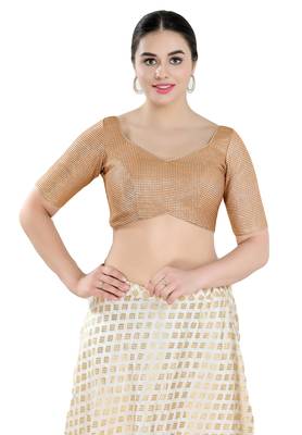 Salwar Studio Women's Copper Polyester Readymade Saree Blouse 1