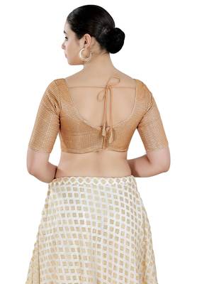 Salwar Studio Women's Copper Polyester Readymade Saree Blouse 2