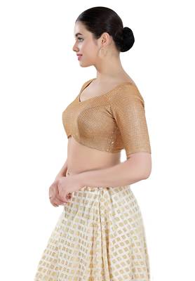 Salwar Studio Women's Copper Polyester Readymade Saree Blouse 3