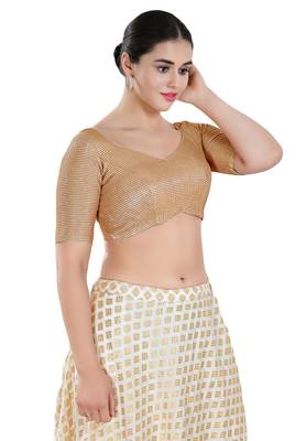 Salwar Studio Women's Copper Polyester Readymade Saree Blouse 4