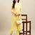 Yellow Rayon Sequence Embroidered Nayra Cut Kurta