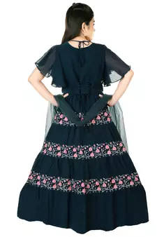 Blue embroidered faux georgette kids-skirts (3021_Parent)