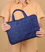 Blue Checker print Laptop SLEEVE WITH HANDLE 14“