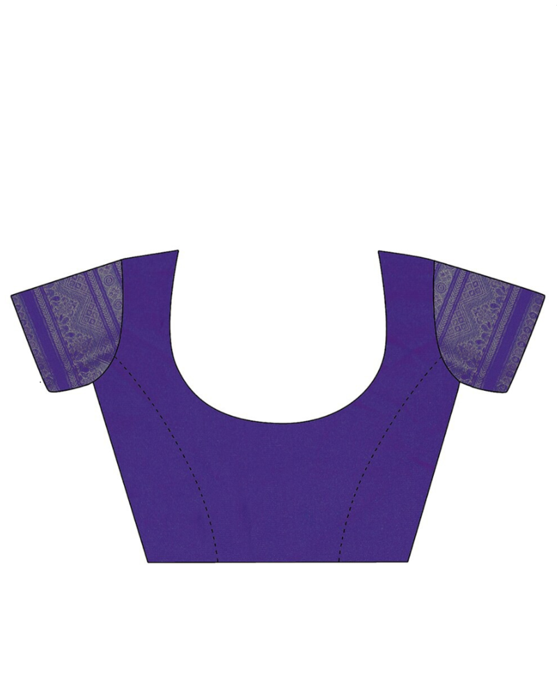 KORAMS DESIGN KANJIVARAM SILK ZARI WOVEN BLUE FLORAL DESIGN CASUAL WEAR SILK SAREE WITH BLOUSE