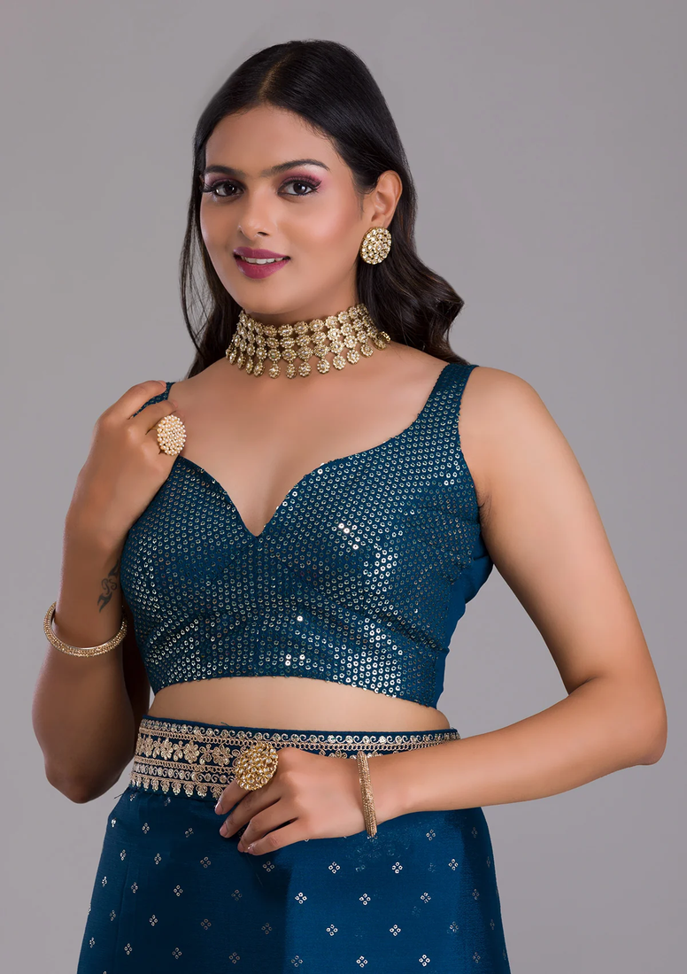 Bandhani Print Chinon Saree with Heavy Zari Embroidery Sequins Work Lace and Blouse With Waist Belt