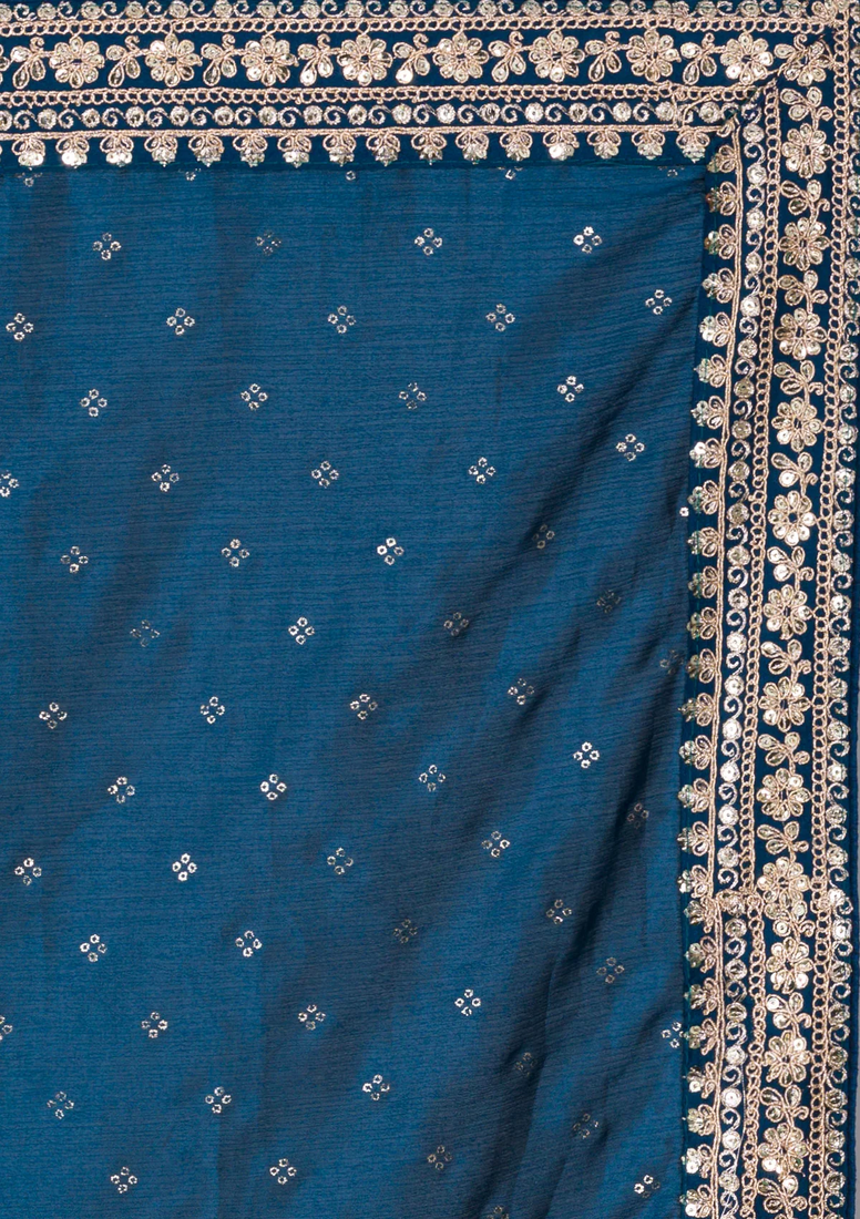 Bandhani Print Chinon Saree with Heavy Zari Embroidery Sequins Work Lace and Blouse With Waist Belt