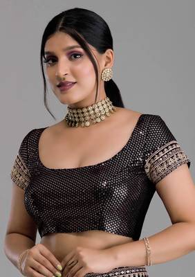 Bandhani Print Chinon Saree with Heavy Zari Embroidery Sequins Work Lace and Blouse With Waist Belt 4