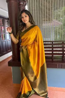 YELLOW BEAUTIFUL LICHI SILK SAREE