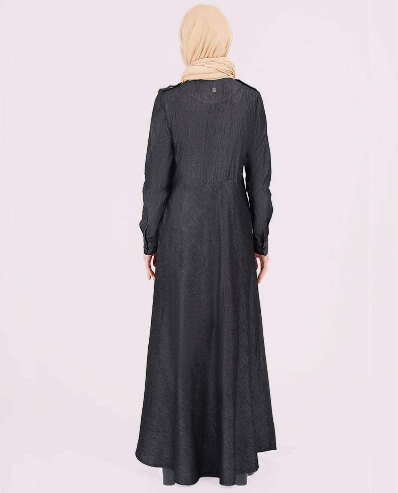 SLATE GREY PURE TENCIL DENIM JILBAB | SILK ROUTE | LENGTH 58