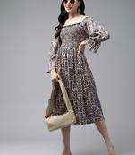 Fawn printed georgette short-dresses