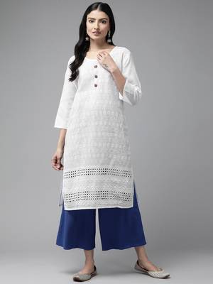 White embroidered cotton ethnic-kurtis 3