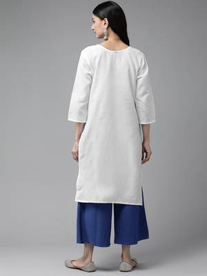 White embroidered cotton ethnic-kurtis 5