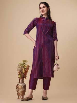 Magenta woven art silk ethnic-kurtis 1