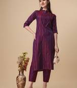 Magenta woven art silk ethnic-kurtis