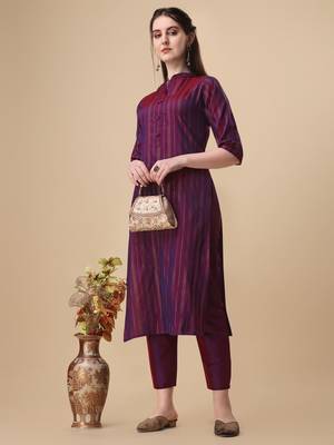 Magenta woven art silk ethnic-kurtis 4