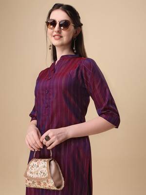 Magenta woven art silk ethnic-kurtis 5