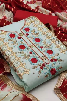 Blue embroidered cotton salwar
